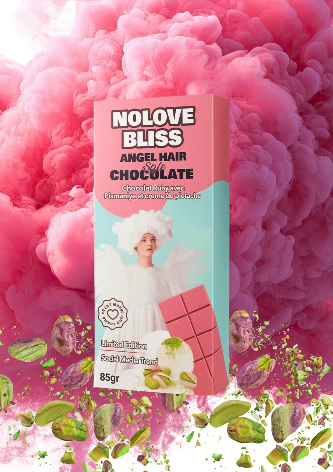Tablette de chocolat Nolove bliss Chocolat ruby pistache et barbe a papa