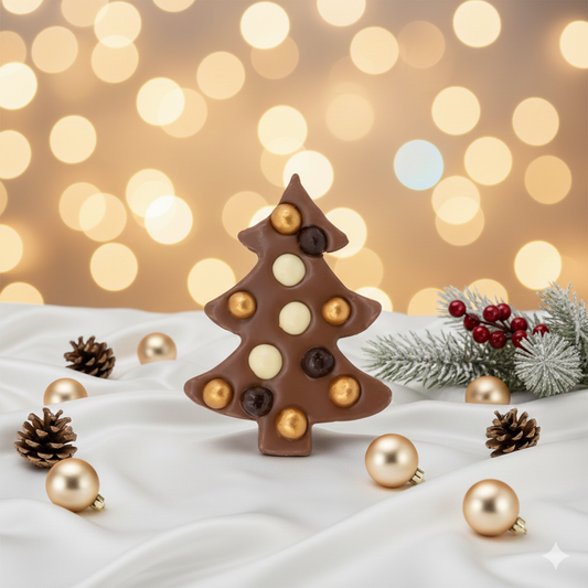 Sapin de Noël chocolat au lait et boules croustillantes